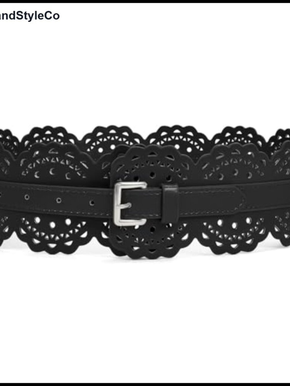 Women Wide Leather Waist Belt Floral Prong Buckle Dress Cinch